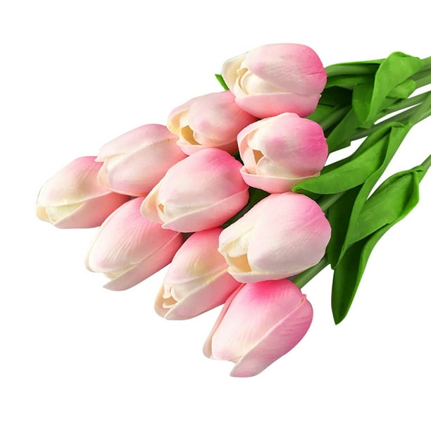 10PCS Tulip Rose Artificial Flower Latex Real  Wedding Bouquet Home Decor 